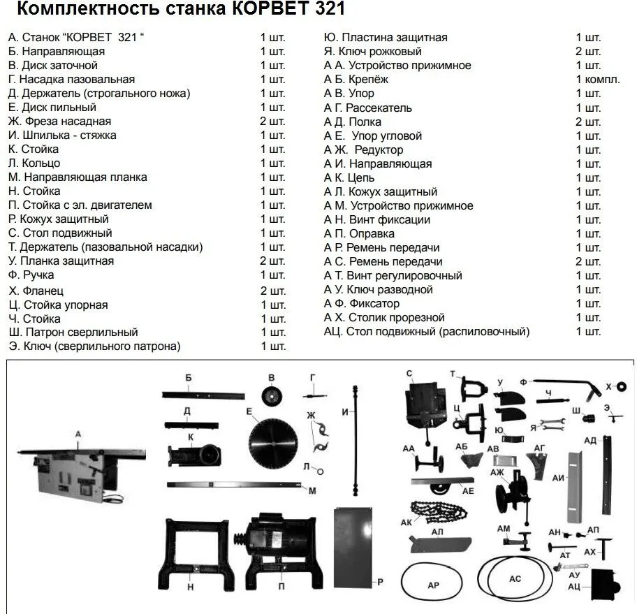 Станок Энкор Корвет 321 комплектация Станок Энкор Корвет 321 комплектация