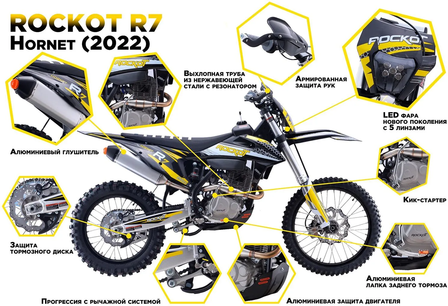 Мотоцикл кроссовый ROCKOT R7 Hornet 2022