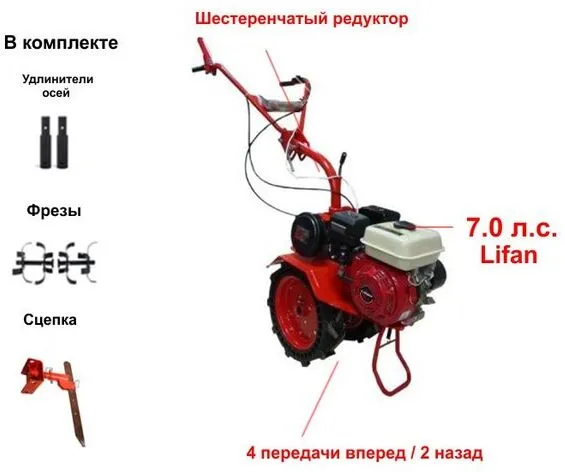 Мотоблок «Агат» Л-7,0 (двигатель Lifan / 7,0 л.с.)