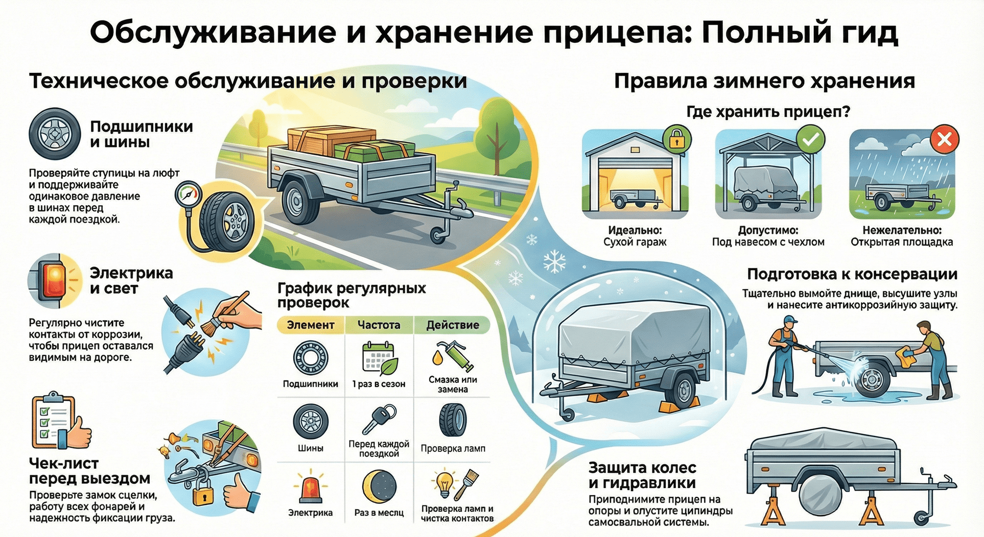 Обслуживание легковых прицепов инфографика