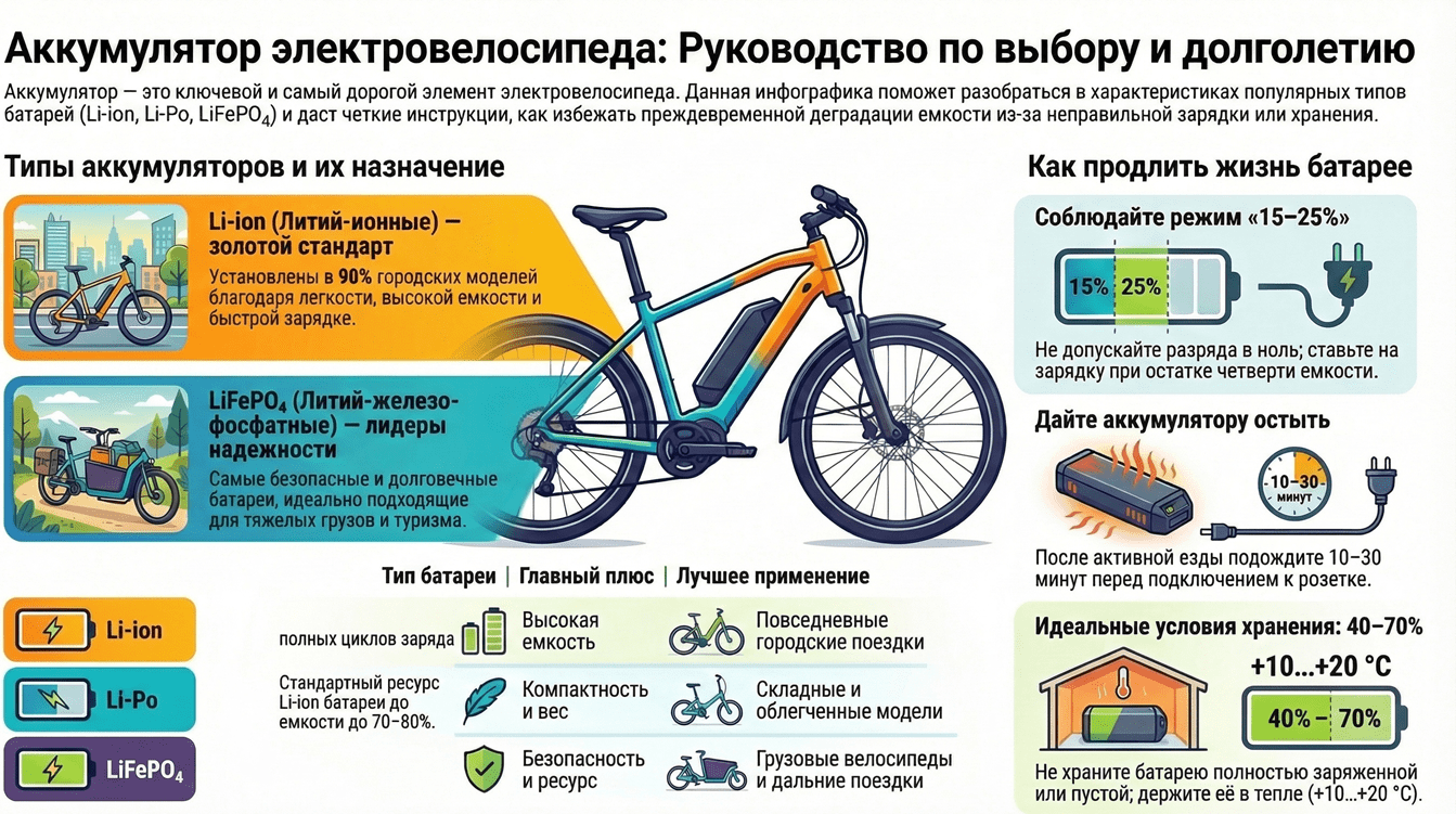 Аккумуляторы для электровелосипедов: что важно знать пользователю