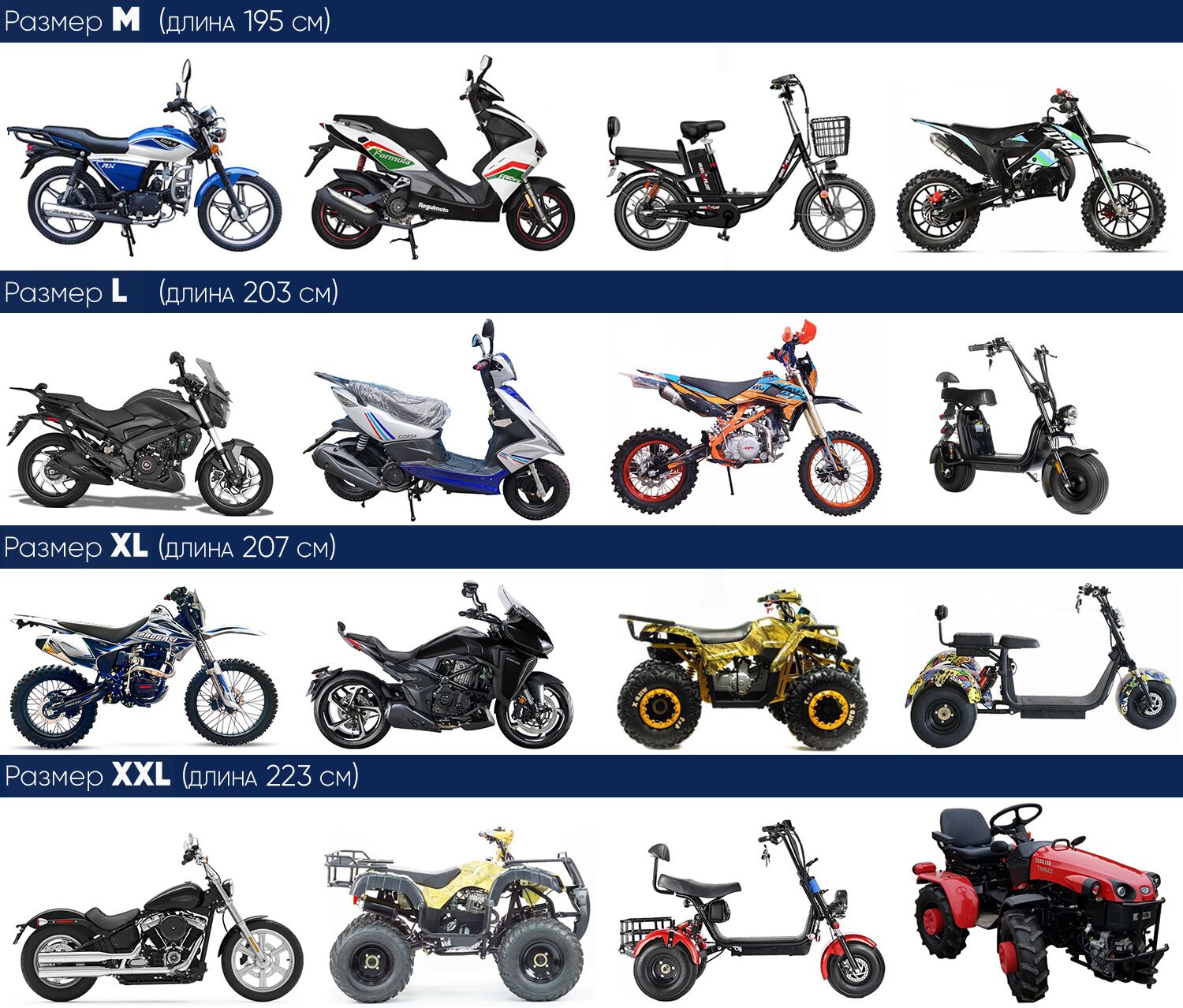 Размеры чехла AVM Oxford 210d